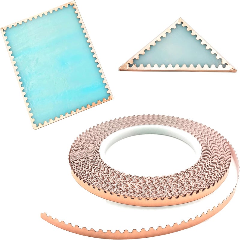 ARTKINGTO Silver Backed Scalloped Copper Foil Tape for Stained Glass, DIY Crafts, Single Small Scalloped Copper Foil - Image 4